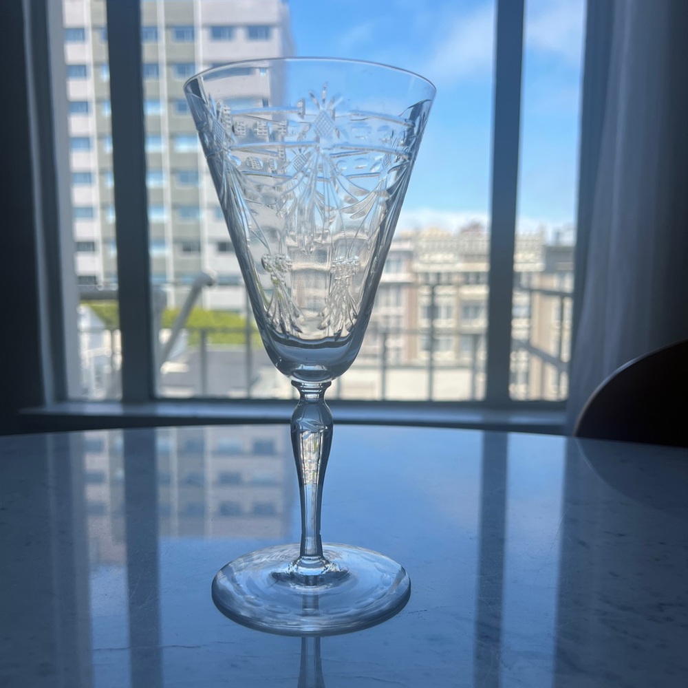 Pair Libby Sharpe vintage wine glasses